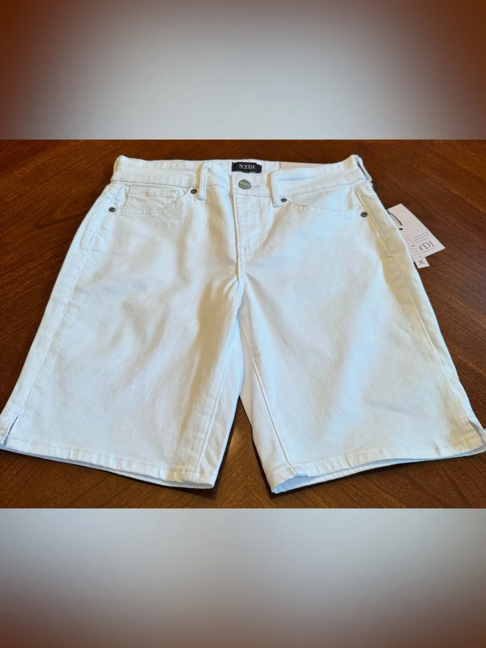 NYDJ Shorts (Ella) Side Slit Optic White Shorts **New with Tags** Size - 4